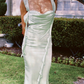 Elegant Mermaid Straps Light Green Satin Open Back Prom Dress Evening Dress SH2190