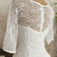 Vintage A Line Round Neck Long Sleeve Lace Satin Prom Dress Wedding Dress SH1859