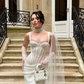Charming White Sheath Spaghetti Straps Lace Satin Long Prom Dress Party Dress SH6424