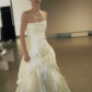 Unique Mermaid Strapless Pleated Ivory Satin Long Wedding Dress SH5097