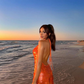 Sexy Sheath Halter Orange Sequin Backless Short Homecoming Dress Evening Dress SH1877