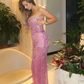 Dazzling Sheath Sweetheart Neck Pink Beaded Tulle Prom Dress Evening Dress SH6273
