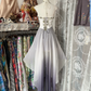 Unique Vintage A Line Halter Beaded Ombre Chiffon Long Prom Dress SH5259