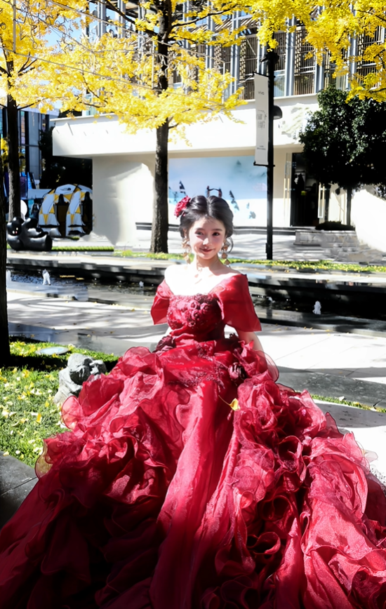 Burgundy Ball Gown Off the Shoulder Beaded Floral Organza Graduation Ball Gown 18th Birthday Dress SH4982