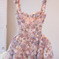 Sweety A Line Straps Embroidery Floral Pink Tulle Short Homecoming Dress Outfits SH6233
