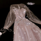 Exquisite A Line Long Sleeve Sequin Tulle Prom Dress Party Dress SH3398