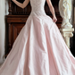 Vintage Pink A Line Straps Beaded Satin Long Sweep Prom Dress Evening Dress SH5660