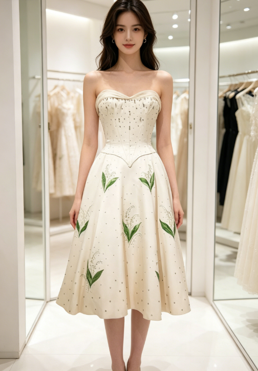 Ivory A Line Sweetheart Neck Appliques Rhinestone Satin Homecoming Evening Dress SH1905