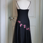 Gorgeous Black Prom Dress With Flowers Birthday Outfits Evening Dress SH1283