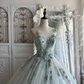 Vintage Light Blue Ball Gown V Neck Exquisite Beaded Tulle Prom Dress Sweet 16 Dress SH5987