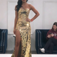 Long Spaghetti Straps Mermaid Slit Prom Dresses, Long Prom Dresses SH389