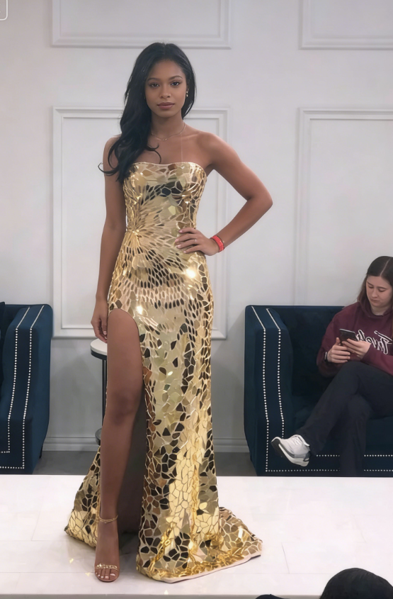 Long Spaghetti Straps Mermaid Slit Prom Dresses, Long Prom Dresses SH389