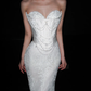 Glamorous Mermaid Strapless Corset White Beaded Sequin Lace Long Wedding Dress SH8922
