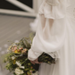 Pretty White A Line Long Sleeve Pearl Chiffon Prom Dress Wedding Dress SH6704
