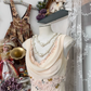 Apricot Vintage Mermaid Appliques Lace Chiffon Long Prom Dress SH5258