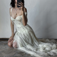 Stunning A Line Straps White Chiffon Prom Dress Evening Dress with Slit SH2259