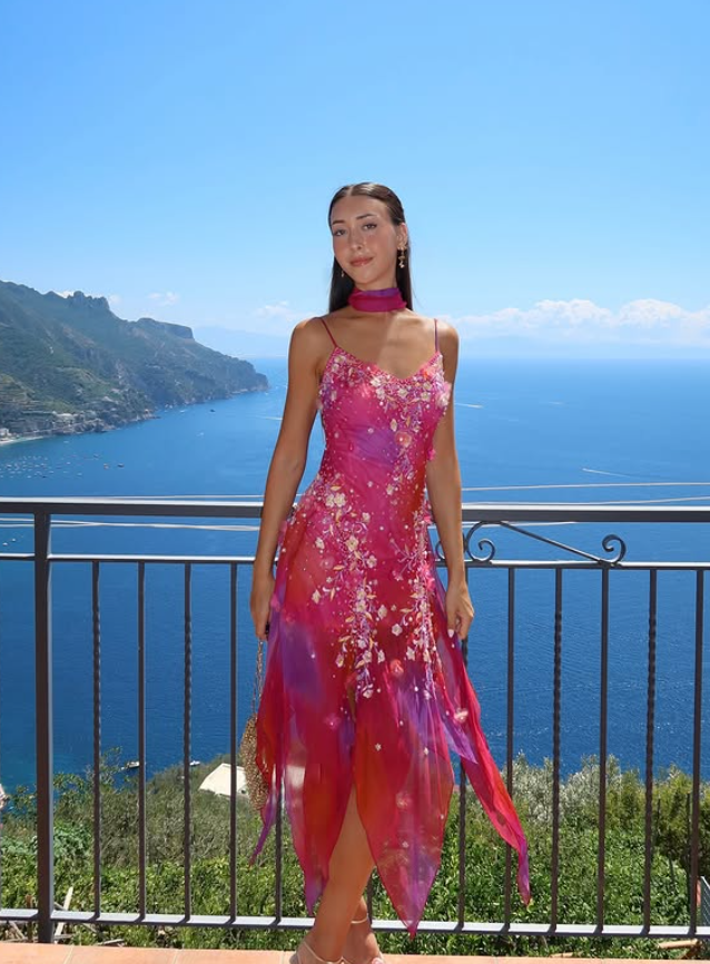 Vintage A Line Spaghetti Straps Beaded Chiffon Homecoming Dress Outfits SH4795