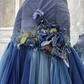 Vintage Blue Ombre A Line Strapless Shiny Beaded Tulle Prom Dress Sweet 16 Dress SH5981