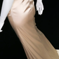 Vintage Champagne A Line Exquisite Pearls Satin Prom Dress Evening Dress SH5132