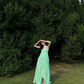 Romantic A Line Sweetheart Neck Ruffle Green Chiffon Party Dress Birthday Dress SH2913