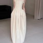 Stunning A Line Strapless Light Ivory Satin Long Prom Dress Evening Dress Wedding Dress SH7706