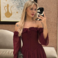 Burgundy  A Line Long Sleeve Chiffon Short Homecoming Dress Cocktail Dress SH3591