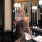 Sexy Brown Sheath One Shoulder Satin Prom Dress Evening Dress Date Dress with Slit SH4908