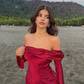 Burgundy A Line Long Sleeve Satin Long Prom Dress Party Dress Outfits SH3968