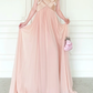 Sweety Light Pink A Line Strapless Chiffon Prom Dress Evening Dress SH6762