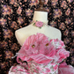 Vintage Pink Print Floral Ball Gown Strapless Layered Tulle Prom Dress Sweet 16 Dress SH5776