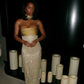 Shiny Sheath Strapless Long Yellow Sequin Satin Party Dresses Prom Dresses SH2898