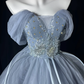 Vintage A Line Off the Shoulder Beaded Ruffle Tulle Prom Dress Evening Dress SH5610