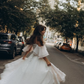 Ethereal Timeless A Line Off the Shoulder White Layered Chiffon Prom Dress Wedding Dress SH6685