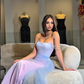 Fairy Pink-blue Ombre A Line Exquisite Beaded Tulle Long Prom Dress Evening Dress SH6748