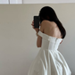 Cute Bow A Line Off the Shoulder White Satin Short Homecoming Dress Party Dress SH3959