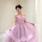 Sweety Ball Gown Strapless Ruffle Sequin White Tulle Prom Dress Evening Dress SH5105