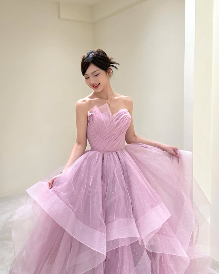 Sweety Ball Gown Strapless Ruffle Sequin White Tulle Prom Dress Evening Dress SH5105