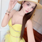 Summer Yellow A Line Straps Print Floral Satin Cocktail Dress Homecoming Dress SH6164