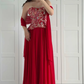Red A Line Strapless Exquisite Embroidery Chiffon Long Prom Dress Evening Dress SH7292
