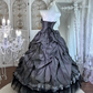 Vintage Black-white Lattice Ball Gown Strapless Satin Prom Dress Sweet 16 Dress SH5990