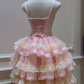 Sweety Pink Ball Gown Strapless Layered Organza Short Prom Dress Homecoming Dress SH6443