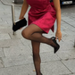 Burgundy Bow A Line Strapless Print Floral Satin Cocktail Dress Homecoming Dress SH6156