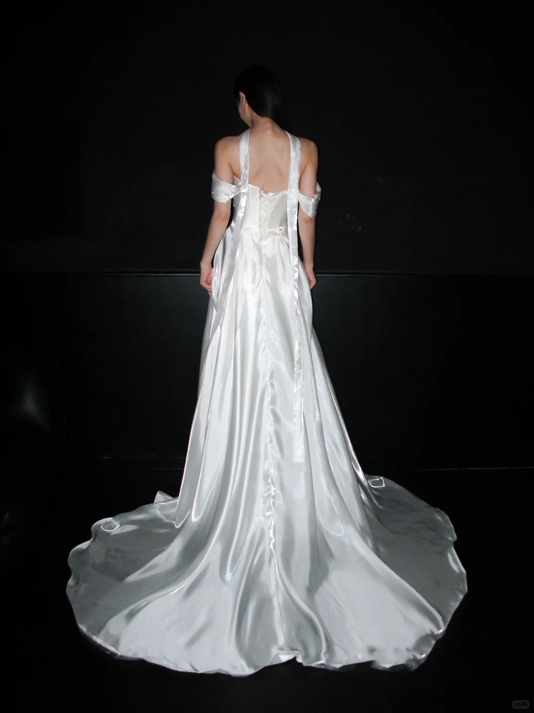 Elegant A Line Off the Shoulder White Pleated Satin Long Wedding Dress SH8906