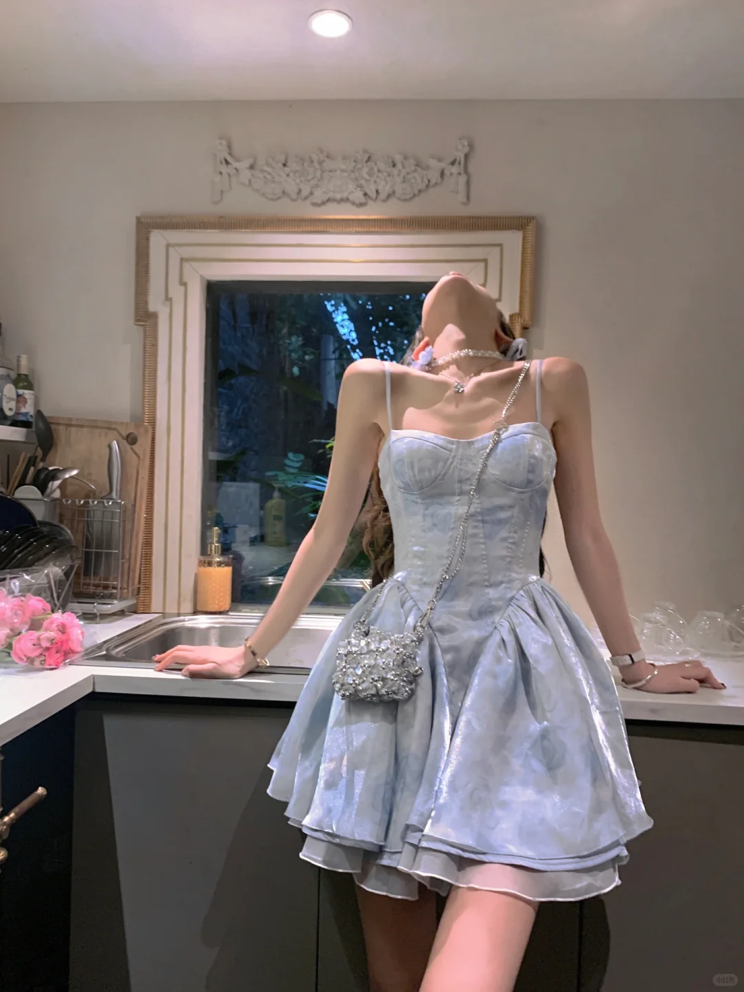 Blue A Line Spaghetti Strap Satin Short Homecoming Dress Outfits SH5832