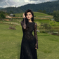 Black Lace Sexy A Line Long Sleeve Evening Dress Prom Dresses Formal Gown SH3941