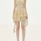 Flowy A Line Halter Layered Yellow Chiffon Open Back Short Homecoming Dress Cocktail Dress SH3174