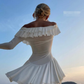 Sexy A Line Long Sleeve White Chiffon Short Prom Dress Homecoming Dress SH8519