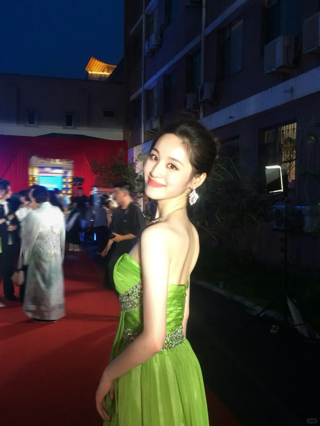 Stunning Green A Line Sweetheart Neck Rhinestone Chiffon Prom Dress Evening Dress SH4276