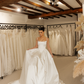 Classic Ball Gown Spaghetti Strap Satin Long Sweep Wedding Dress Prom Dress SH4128