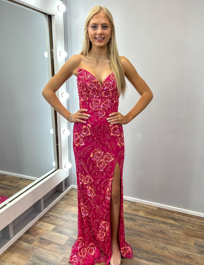 Exquisite Sheath Sweetheart Neck Sequin Beaded Satin Long Prom Dress Evening Dress SH6785